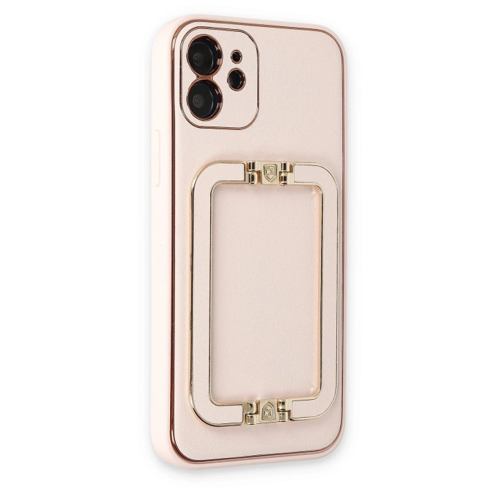 BFS  iPhone 12 Kılıf Coco Elit Kapak - Pudra