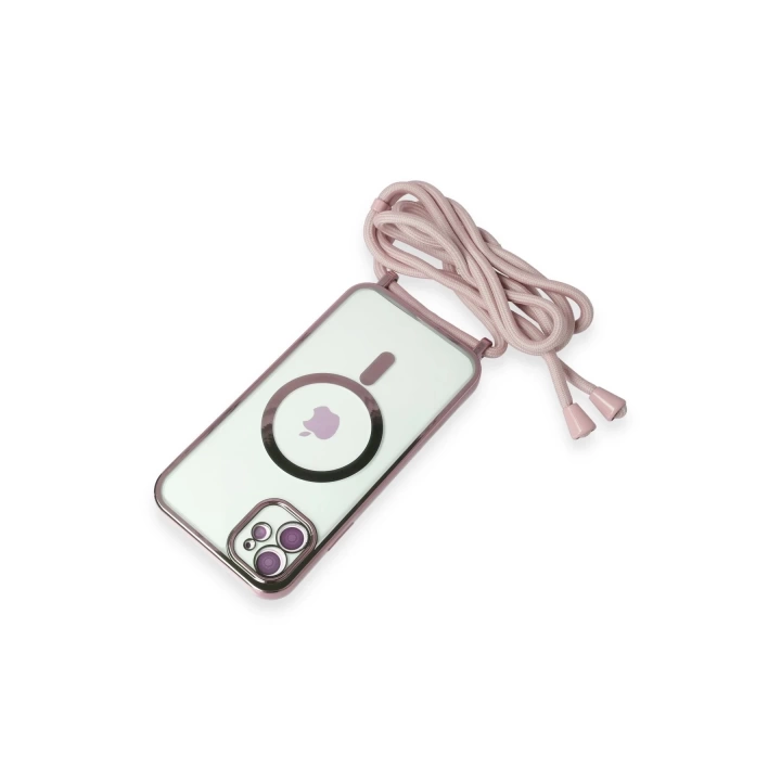 BFS  iPhone 12 Kılıf Divo Lazer Askılı Magsafe Kapak - Pembe