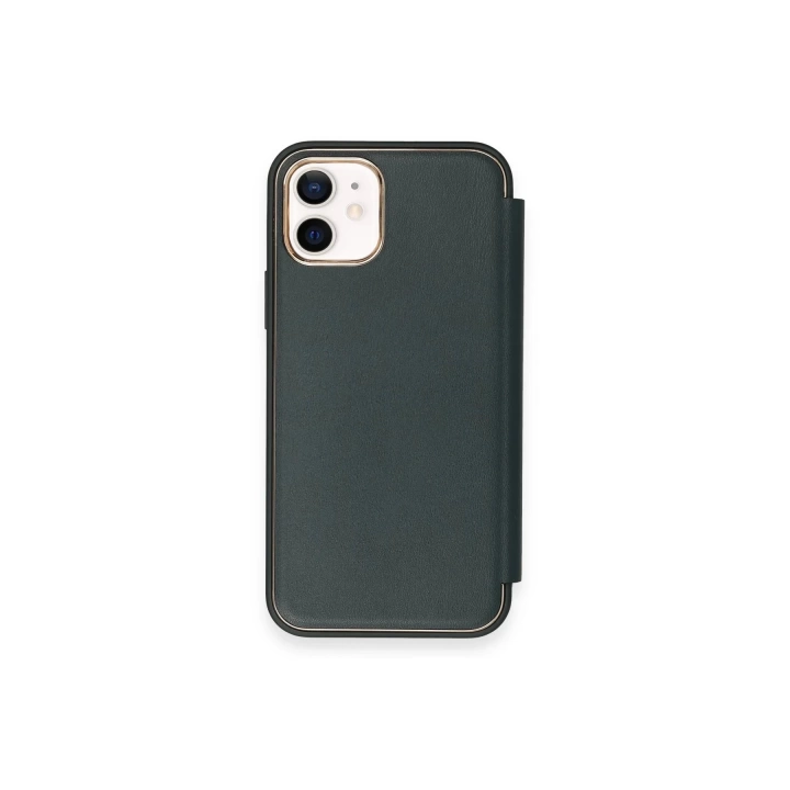 BFS  iPhone 12 Kılıf Dolpin Kapaklı - Koyu Yeşil