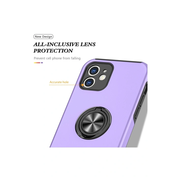 BFS  iPhone 12 Kılıf Elit Yüzüklü Kapak - Mor