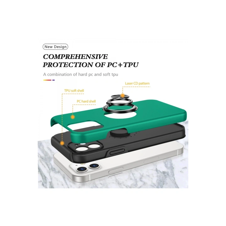 BFS  iPhone 12 Kılıf Elit Yüzüklü Kapak - Yeşil