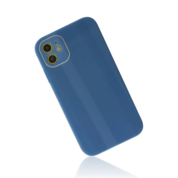 BFS  iPhone 12 Kılıf Glass Kapak - Mavi