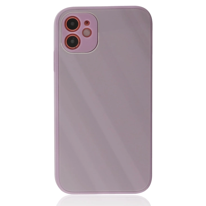 BFS  iPhone 12 Kılıf Glass Kapak - Mor