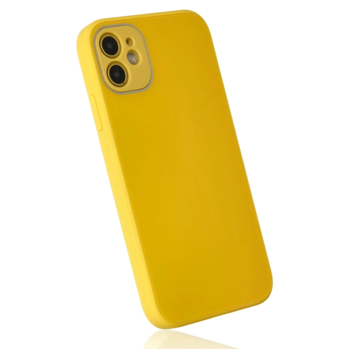 BFS  iPhone 12 Kılıf Glass Kapak - Sarı