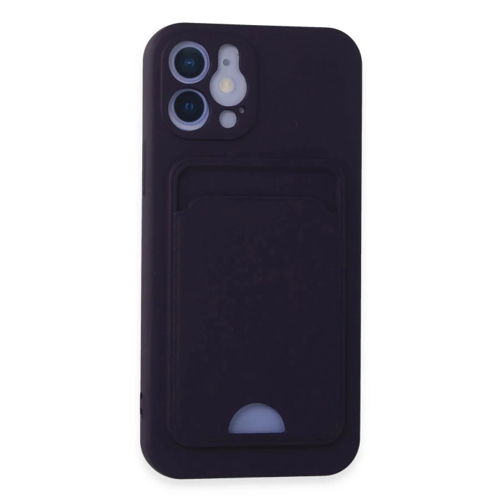 BFS  iPhone 12 Kılıf Kelvin Kartvizitli Silikon - Derin Mor