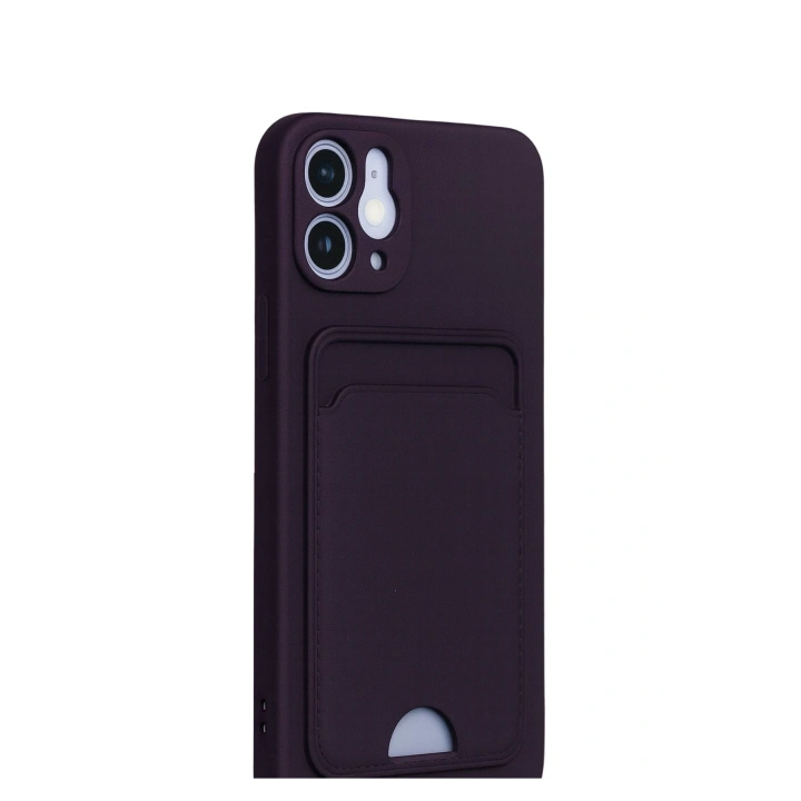 BFS  iPhone 12 Kılıf Kelvin Kartvizitli Silikon - Derin Mor