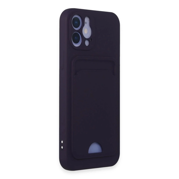 BFS  iPhone 12 Kılıf Kelvin Kartvizitli Silikon - Derin Mor