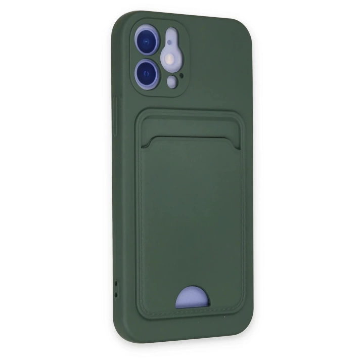 BFS  iPhone 12 Kılıf Kelvin Kartvizitli Silikon - Koyu Yeşil