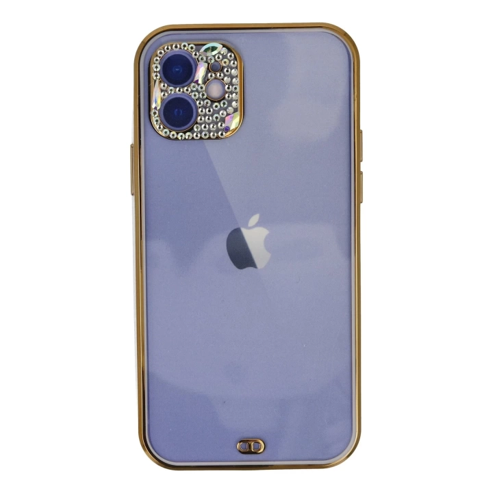 BFS  iPhone 12 Kılıf Liva Taşlı Silikon - Mor