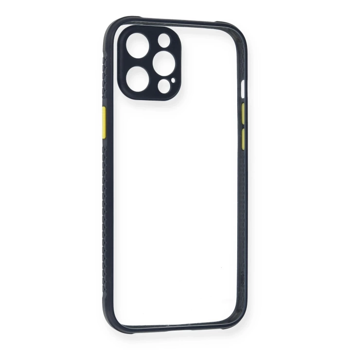 BFS  iPhone 12 Kılıf Miami Şeffaf Silikon - Lacivert