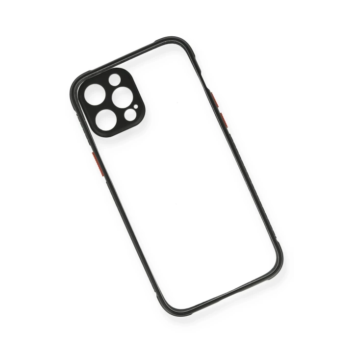 BFS  iPhone 12 Kılıf Miami Şeffaf Silikon - Siyah