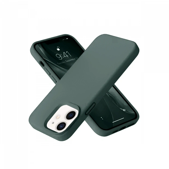 BFS  iPhone 12 Kılıf Nano içi Kadife Silikon - Koyu Yeşil