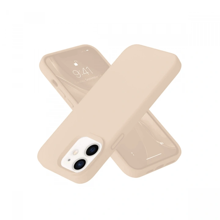 BFS  iPhone 12 Kılıf Nano içi Kadife Silikon - Pudra