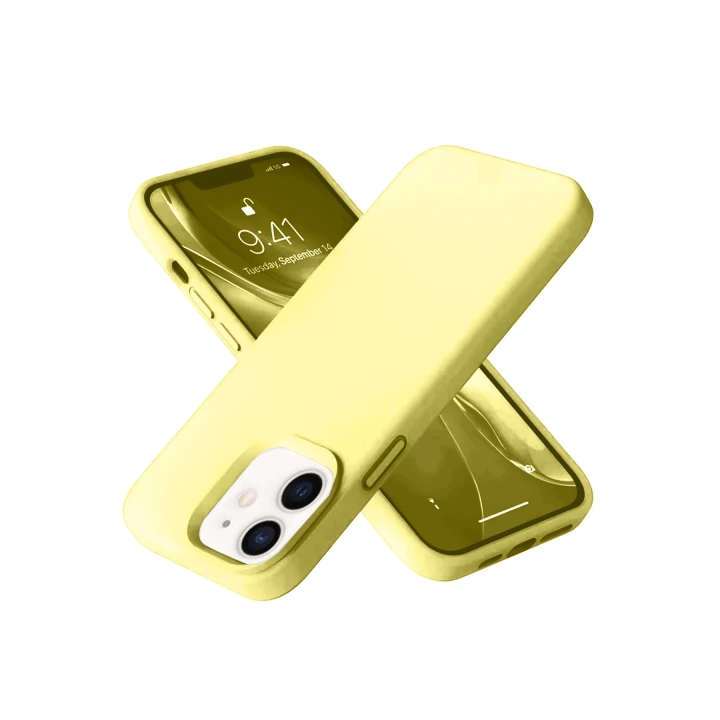 BFS  iPhone 12 Kılıf Nano içi Kadife Silikon- Sarı
