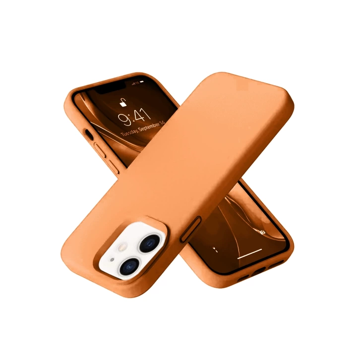 BFS  iPhone 12 Kılıf Nano içi Kadife Silikon - Turuncu
