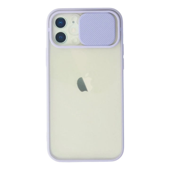 BFS  iPhone 12 Kılıf Palm Buzlu Kamera Sürgülü Silikon - Lila