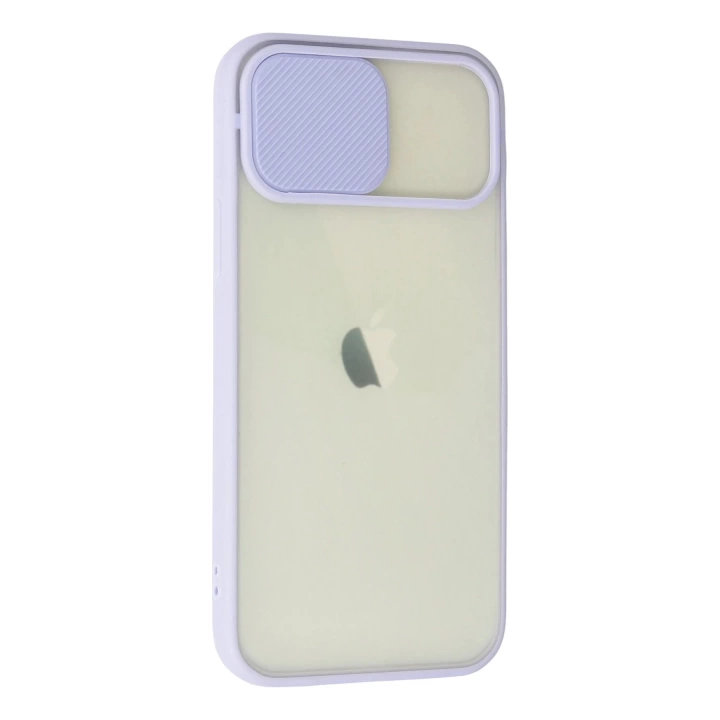 BFS  iPhone 12 Kılıf Palm Buzlu Kamera Sürgülü Silikon - Lila