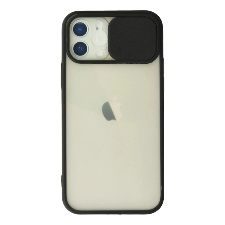 BFS  iPhone 12 Kılıf Palm Buzlu Kamera Sürgülü Silikon - Siyah