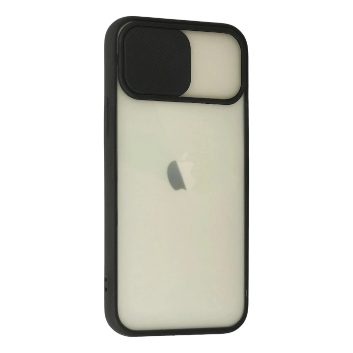 BFS  iPhone 12 Kılıf Palm Buzlu Kamera Sürgülü Silikon - Siyah