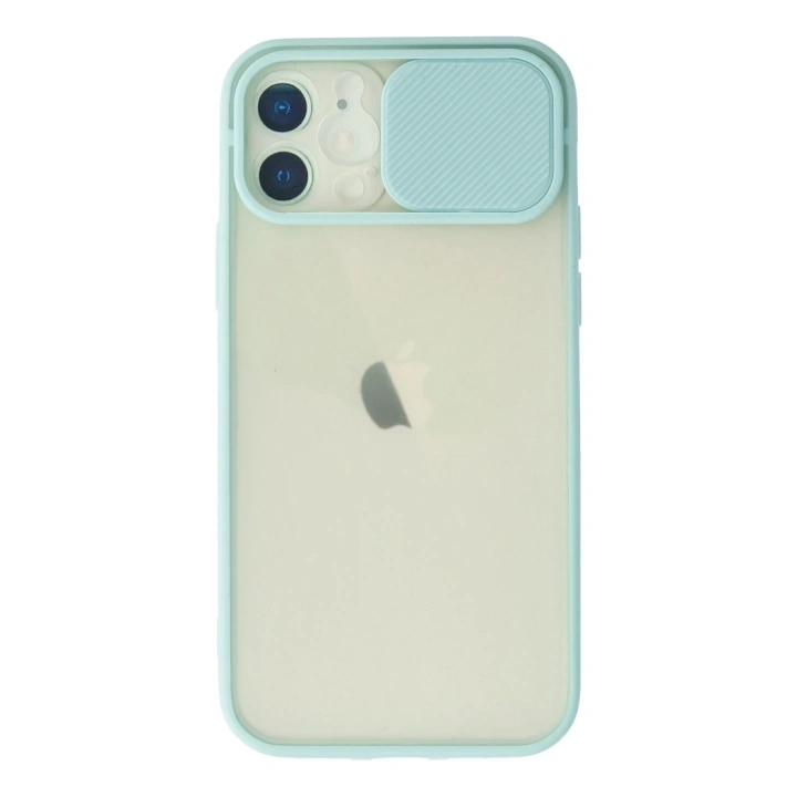 BFS  iPhone 12 Kılıf Palm Buzlu Kamera Sürgülü Silikon - Turkuaz