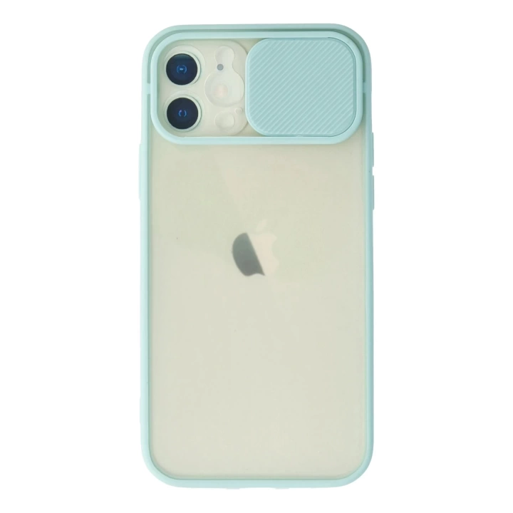 BFS  iPhone 12 Kılıf Palm Buzlu Kamera Sürgülü Silikon - Turkuaz