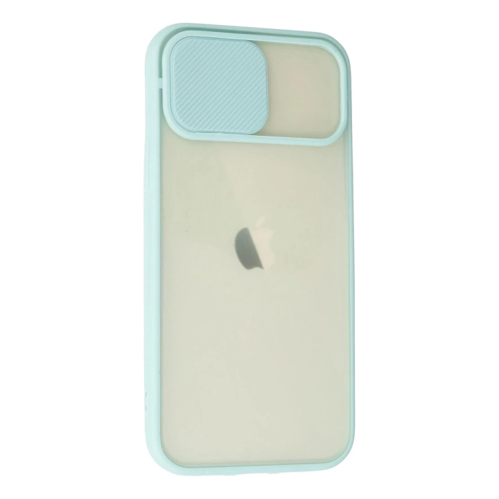 BFS  iPhone 12 Kılıf Palm Buzlu Kamera Sürgülü Silikon - Turkuaz