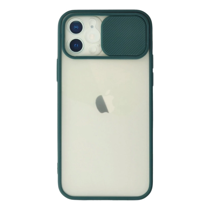 BFS  iPhone 12 Kılıf Palm Buzlu Kamera Sürgülü Silikon - Yeşil