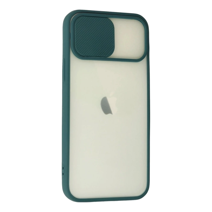 BFS  iPhone 12 Kılıf Palm Buzlu Kamera Sürgülü Silikon - Yeşil