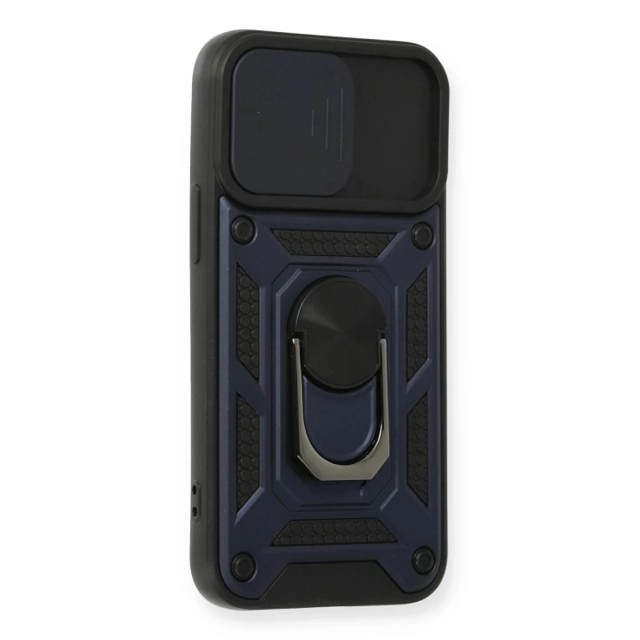 BFS  iPhone 12 Kılıf Pars Lens Yüzüklü Silikon - Lacivert