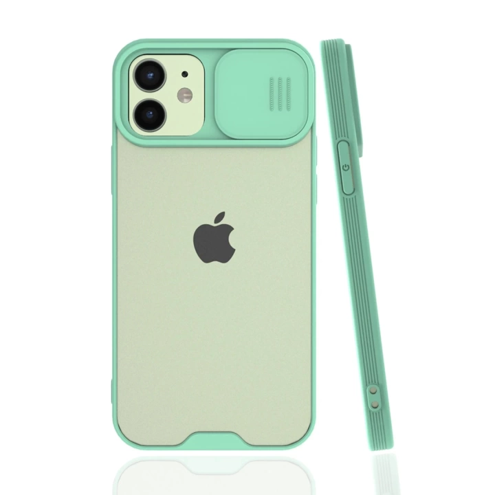 BFS  iPhone 12 Kılıf Platin Kamera Koruma Silikon - Açık Yeşil