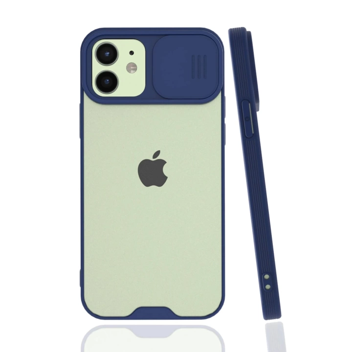 BFS  iPhone 12 Kılıf Platin Kamera Koruma Silikon - Lacivert
