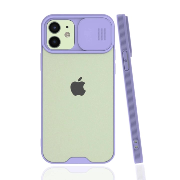 BFS  iPhone 12 Kılıf Platin Kamera Koruma Silikon - Lila