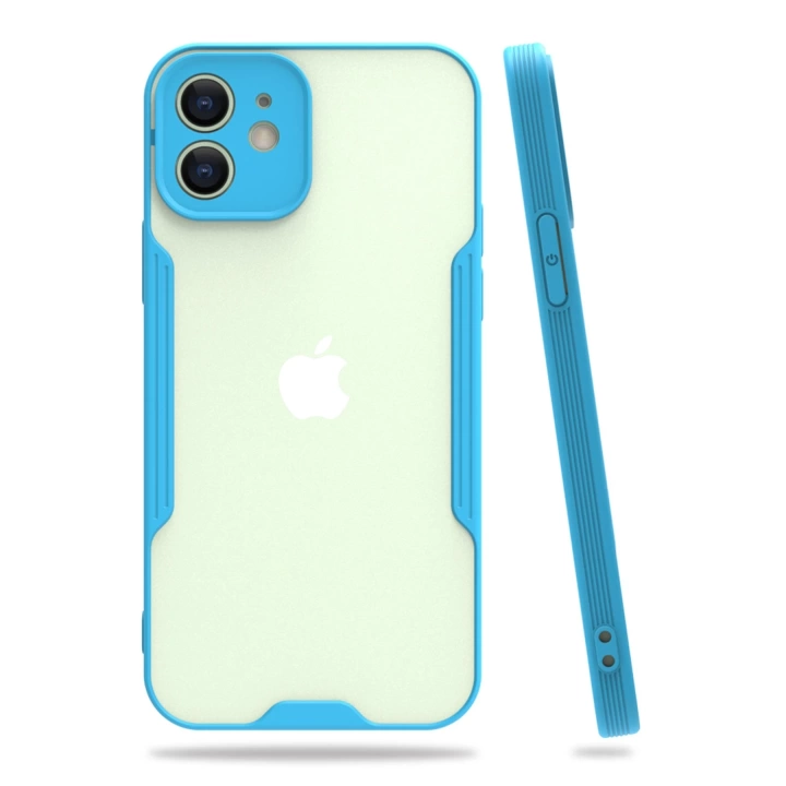 BFS  iPhone 12 Kılıf Platin Silikon - Mavi