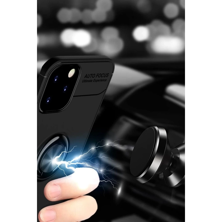 BFS  iPhone 12 Kılıf Range Yüzüklü Silikon - Siyah