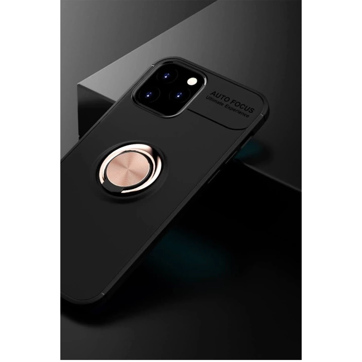 BFS  iPhone 12 Kılıf Range Yüzüklü Silikon - Siyah-Gold