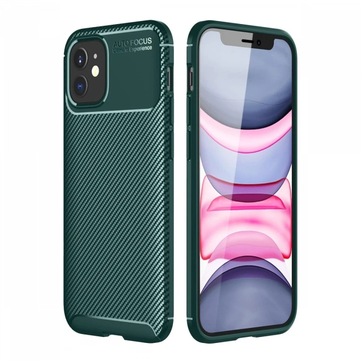 BFS  iPhone 12 Mini Kılıf Auto Focus Karbon Kapak - Yeşil