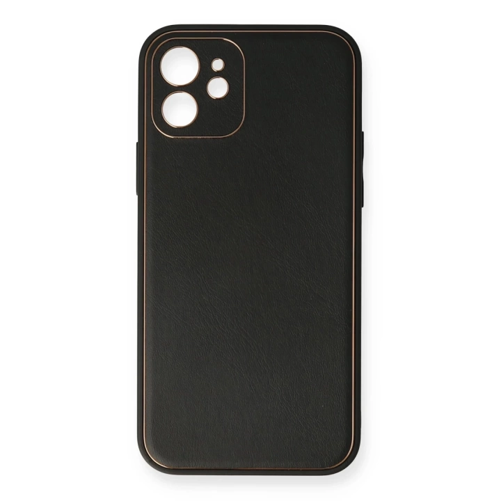 BFS  iPhone 12 Mini Kılıf Coco Deri Silikon Kapak - Siyah