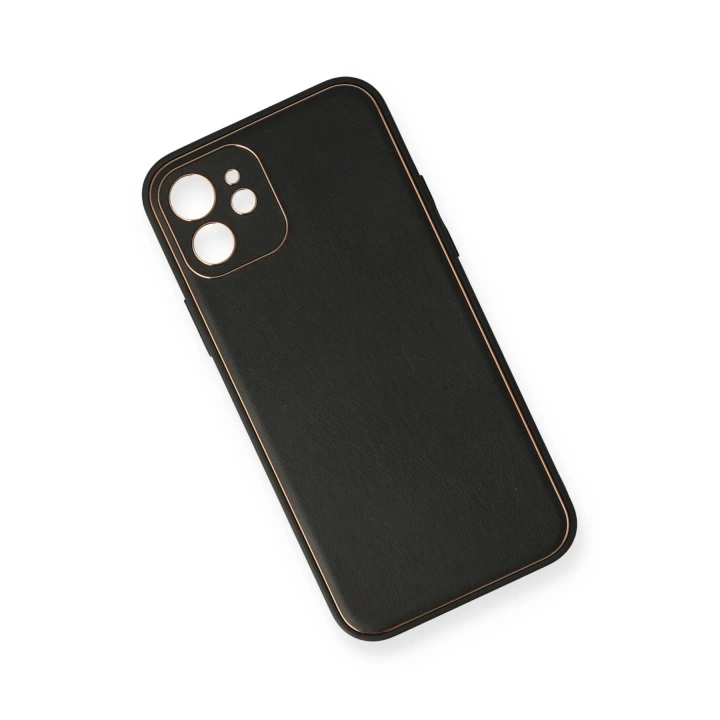 BFS  iPhone 12 Mini Kılıf Coco Deri Silikon Kapak - Siyah