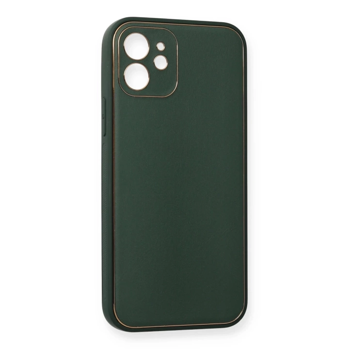 BFS  iPhone 12 Mini Kılıf Coco Deri Silikon Kapak - Yeşil