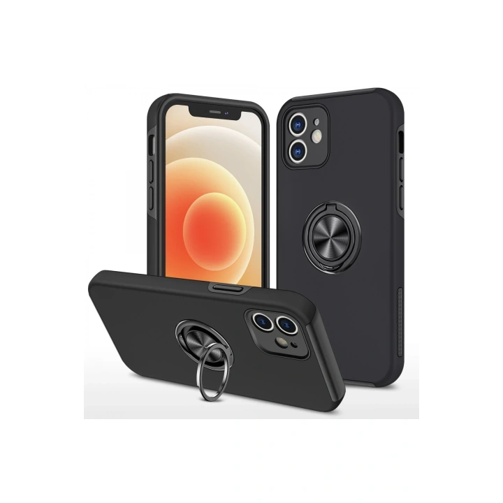 BFS  iPhone 12 Mini Kılıf Elit Yüzüklü Kapak - Siyah