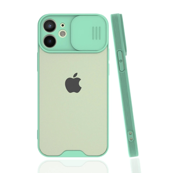 BFS  iPhone 12 Mini Kılıf Platin Kamera Koruma Silikon - Açık Yeşil