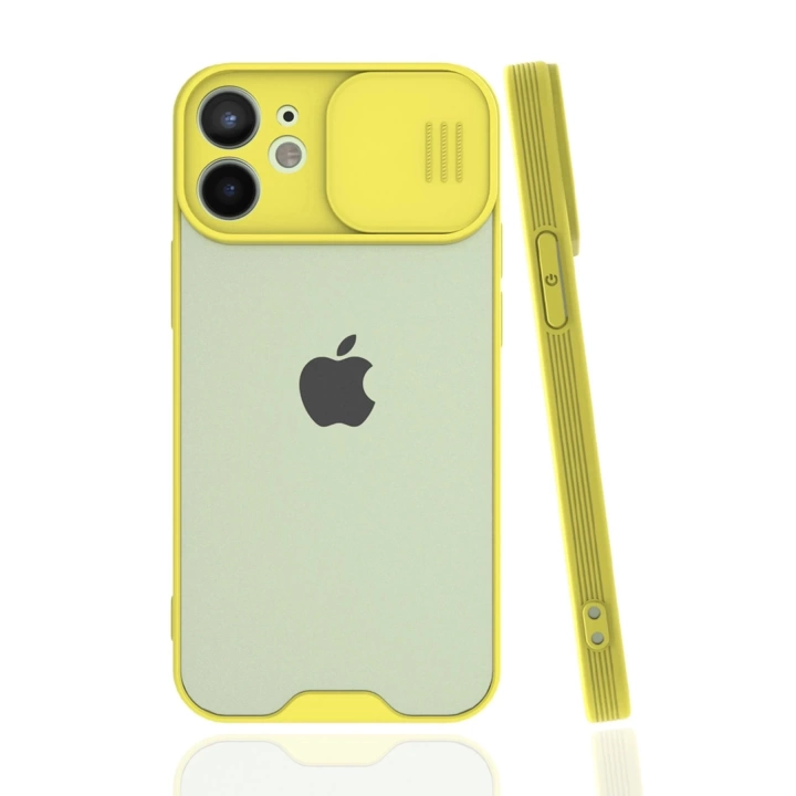 BFS  iPhone 12 Mini Kılıf Platin Kamera Koruma Silikon - Sarı