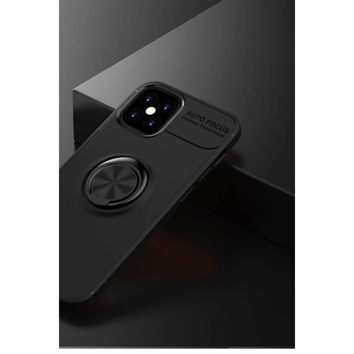 BFS  iPhone 12 Mini Kılıf Range Yüzüklü Silikon - Siyah