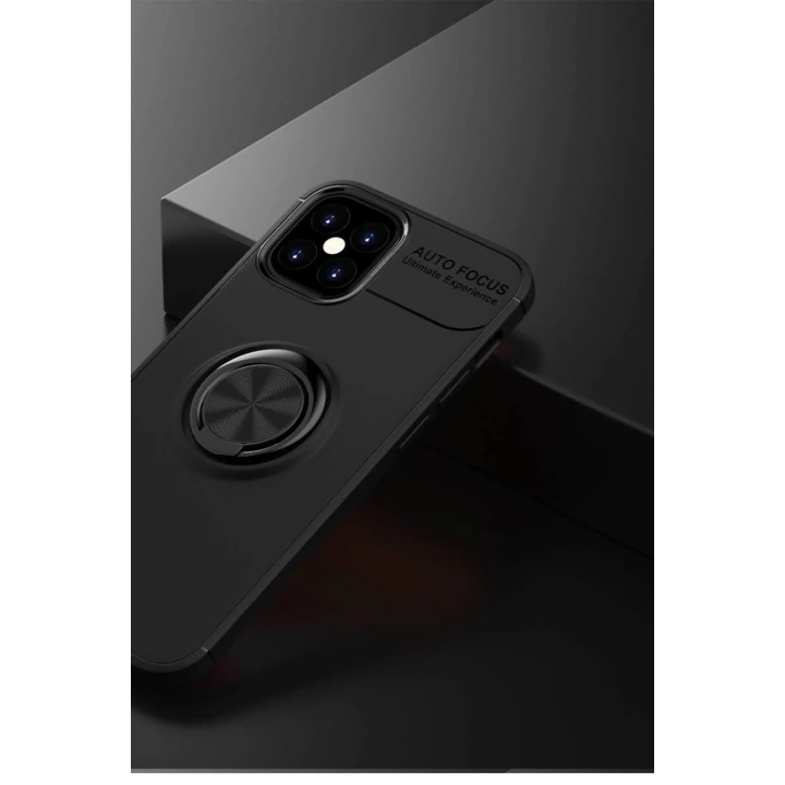 BFS  iPhone 12 Mini Kılıf Range Yüzüklü Silikon - Siyah