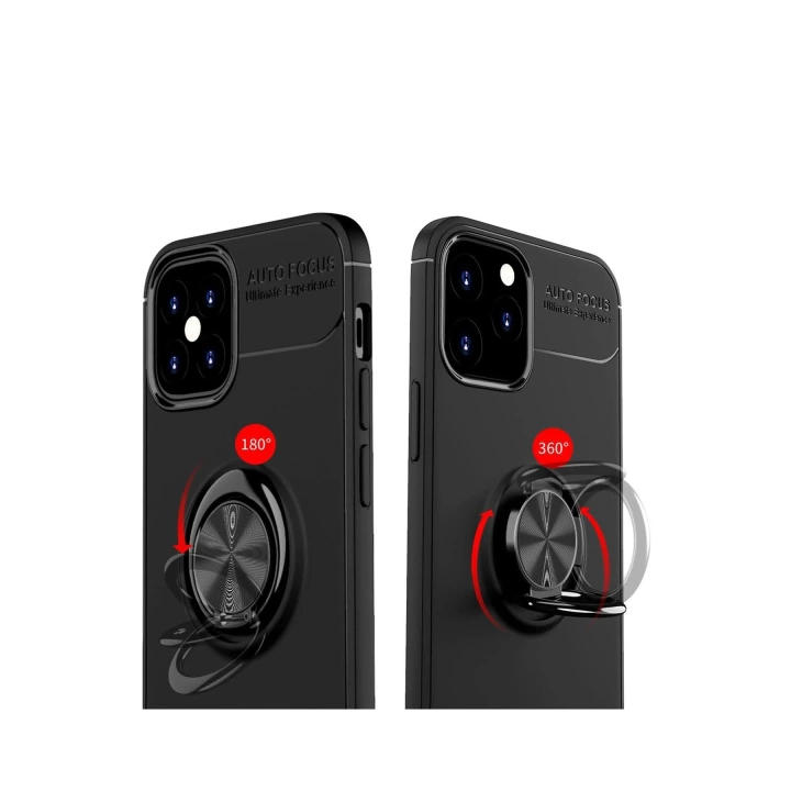 BFS  iPhone 12 Mini Kılıf Range Yüzüklü Silikon - Siyah