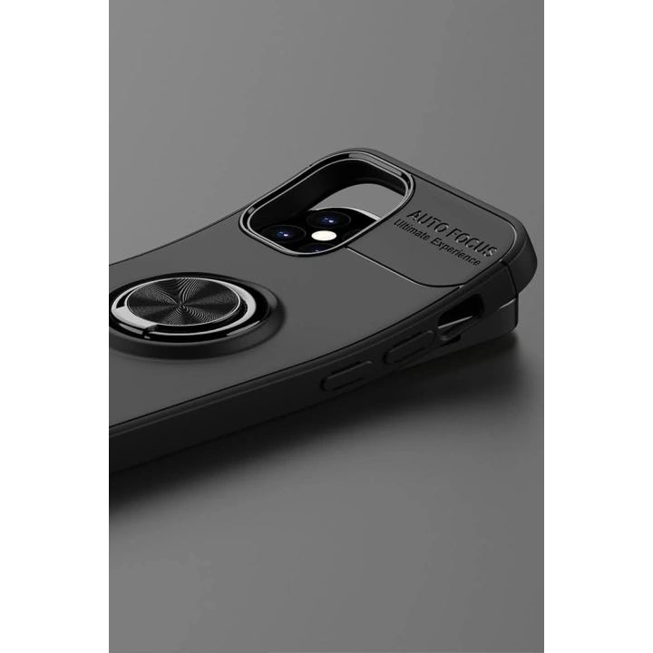 BFS  iPhone 12 Mini Kılıf Range Yüzüklü Silikon - Siyah-Mavi