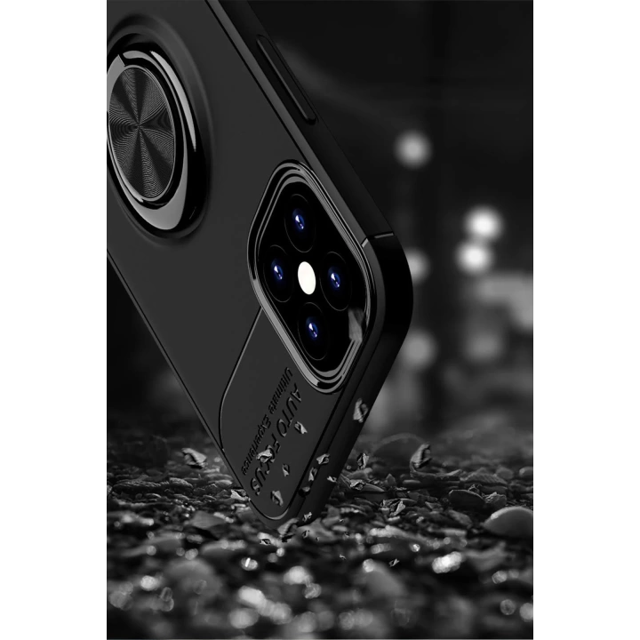BFS  iPhone 12 Mini Kılıf Range Yüzüklü Silikon - Siyah-Mavi