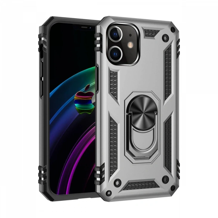 BFS  iPhone 12 Mini Kılıf Sofya Yüzüklü Silikon Kapak - Gümüş