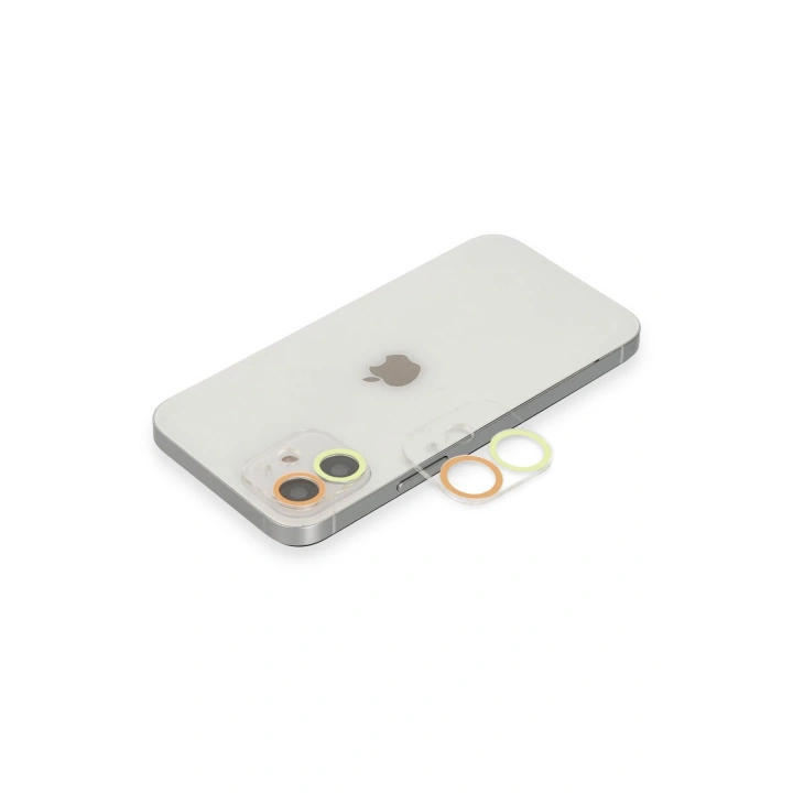 BFS  iPhone 12 Mini Renkli Kamera Lens Koruma Cam - Sarı-Turuncu