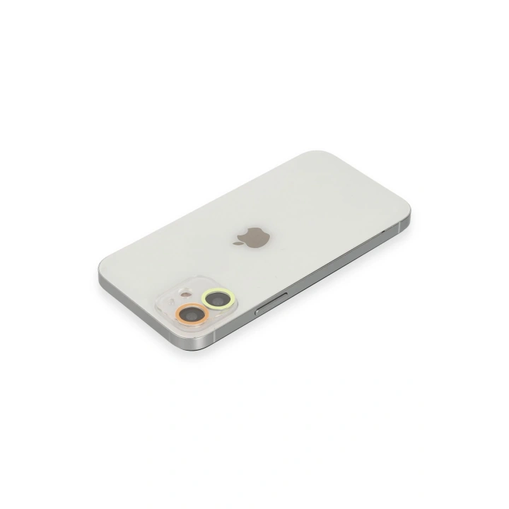 BFS  iPhone 12 Mini Renkli Kamera Lens Koruma Cam - Sarı-Turuncu